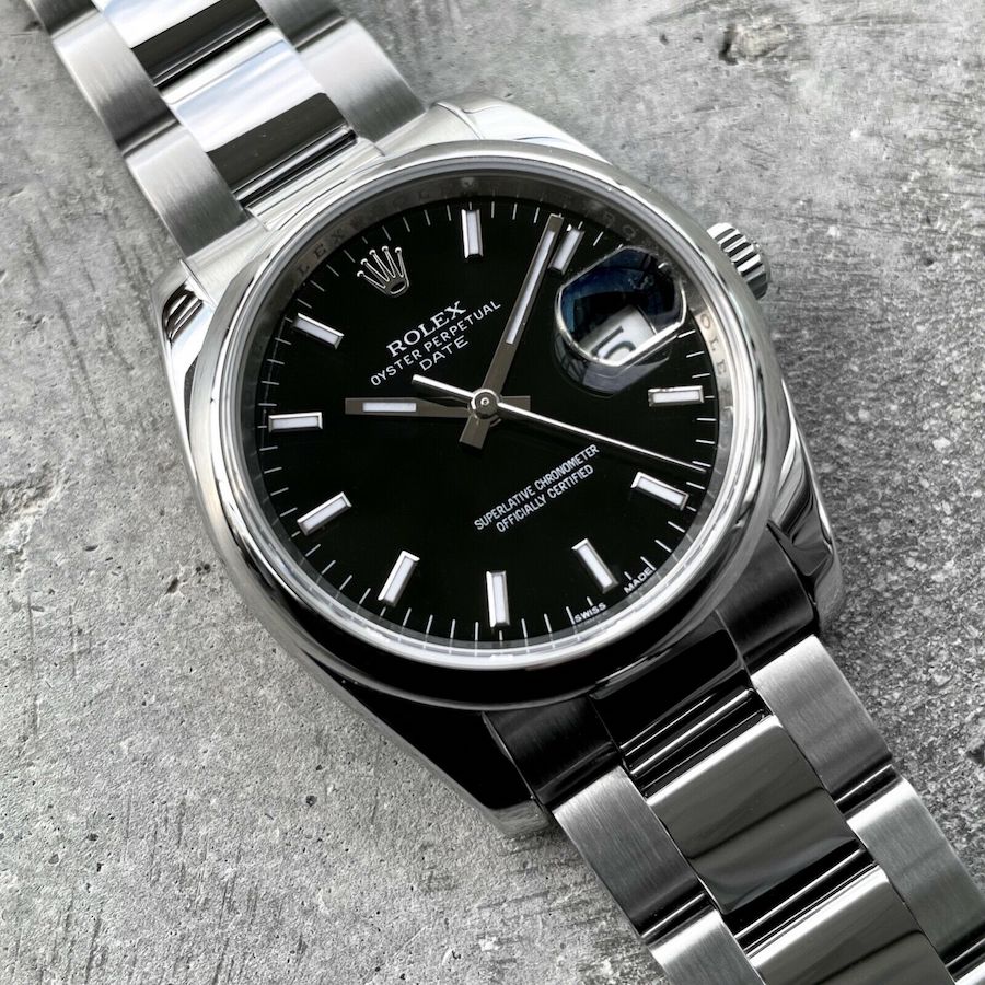 2016 Rolex Oyster Perpetual Date 34mm Black Dial Stainless 115200 Box + Papers