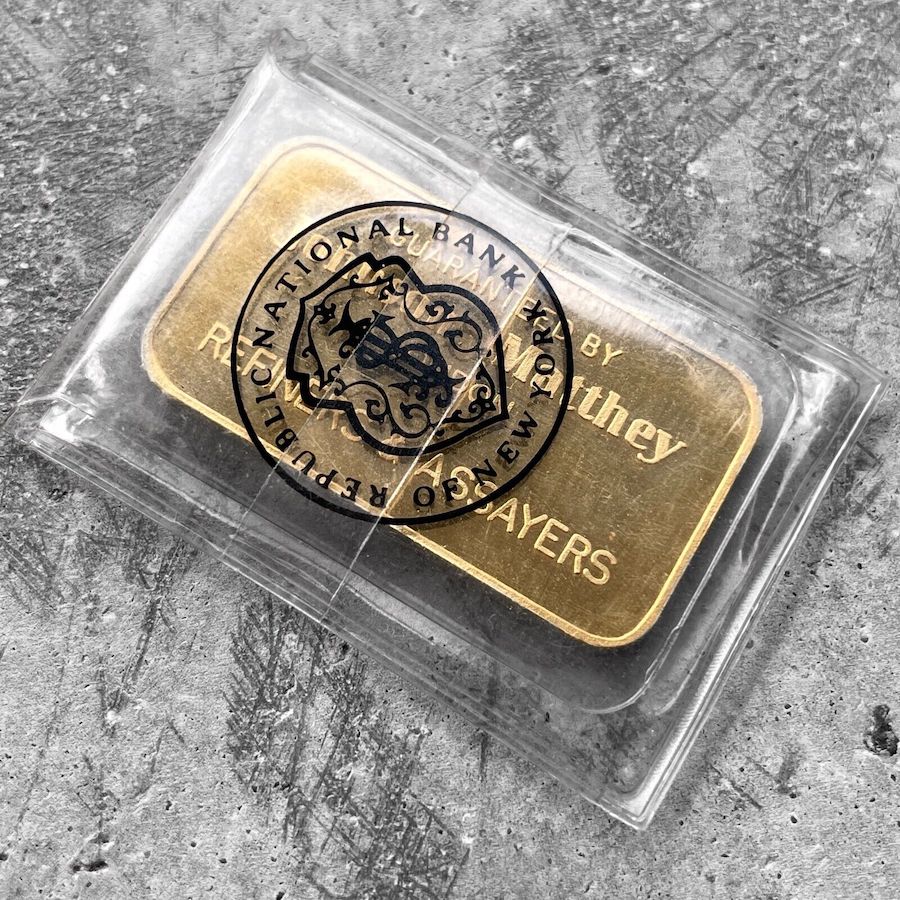 1oz Vintage Johnson Matthey London Gold Bar - Republic National Bank of New York
