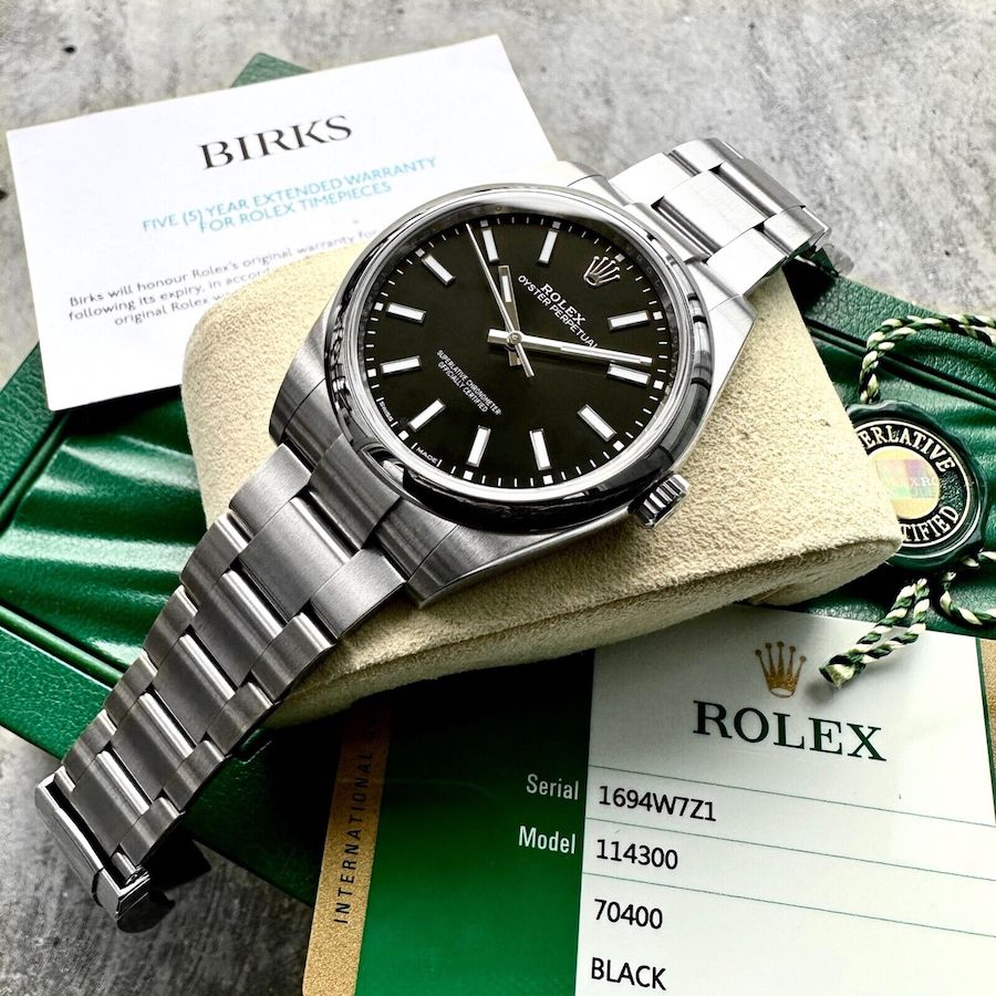 2018 Rolex 39mm Oyster Perpetual 114300 Stainless Steel Box/ Papers - Black Dial