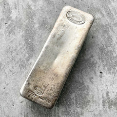 Vintage Johnson Matthey Mallory 100 oz .999 Silver Poured Bar