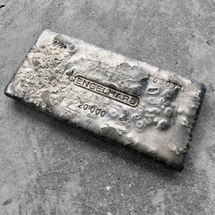 Vintage 20 oz .9999 Silve Engelhard Poured bar - Cool Moon crater surfaces!
