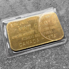 1oz Vintage Johnson Matthey Mallory Limited Gold Bar .9999 - Dated 1974