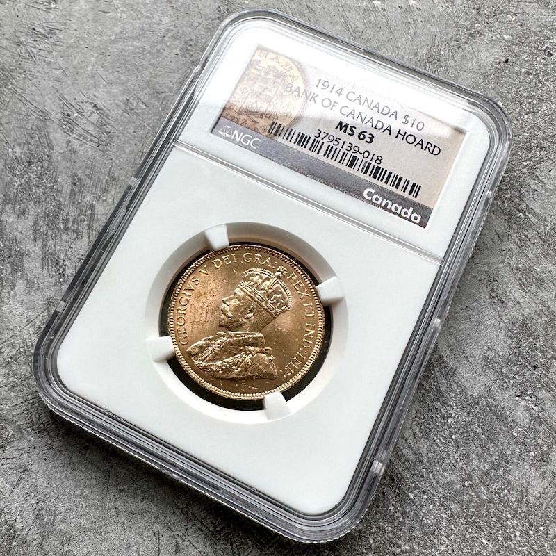 1914 Canada 10 Dollar Gold Coin Bank of Canada Gold Reserve - NGC MS 63