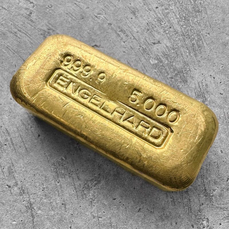 Vintage Engelhard Gold Poured Bar .9999 – 5oz – No Serial