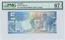 Load image into Gallery viewer, ✪ $5 Bank of Canada Note Mismatched Serial and Prefix Error - PMG Gem UNC 67 EPQ
