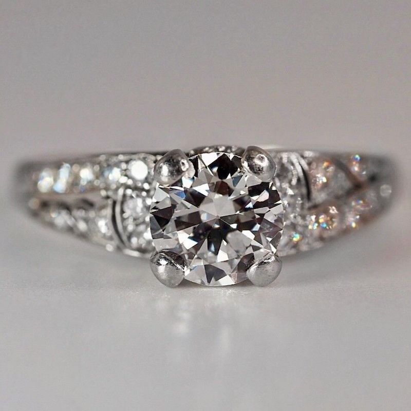 Antique platinum 1.22 CT natural transitional cut Birks - Ryrie Diamond ring