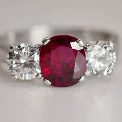 Vintage 10% Iridium Platinum ring with 1.25 ct natural Ruby + 1.11 ctw diamonds - $15385 Appraisal