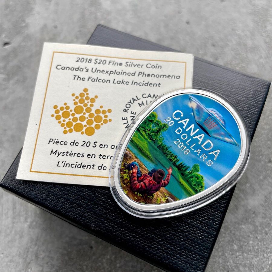 2018 Flacon Lake Incident UFO Extraterrestrial Phenomena Canada Glow Silver Coin