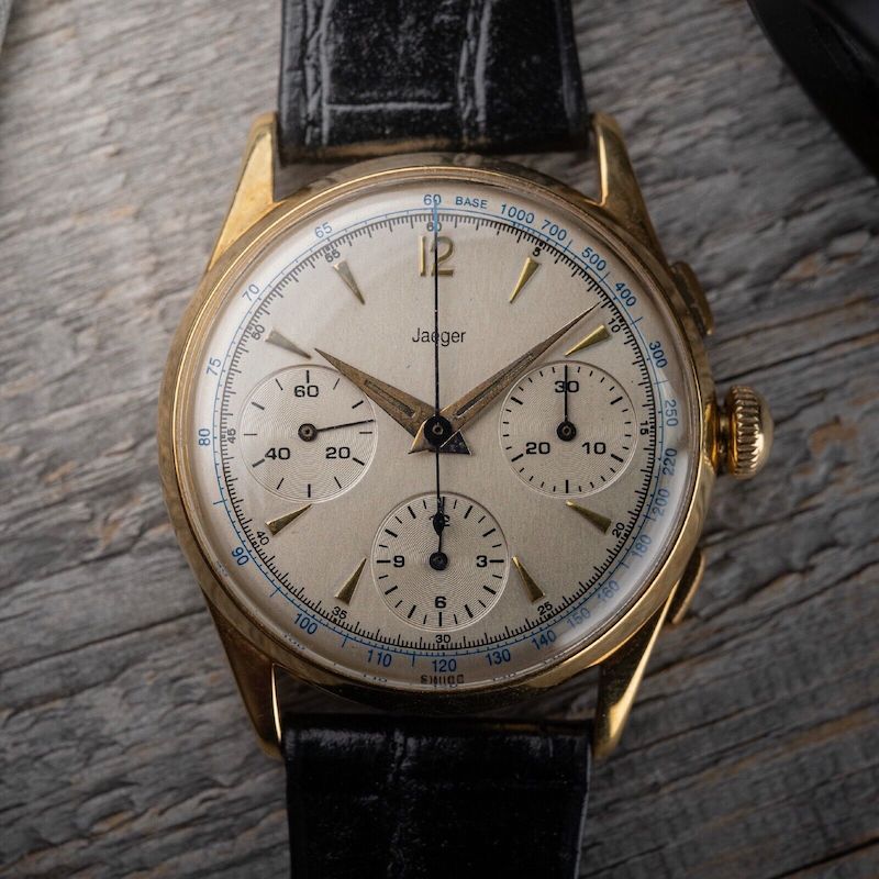 Jaeger 18K Gold Chronograph Watch Reference 2634