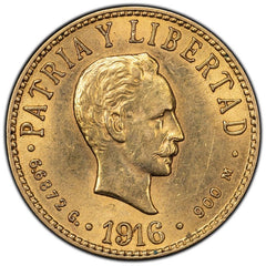 1916 Republic 4 Pesos Gold Coin - Cuba