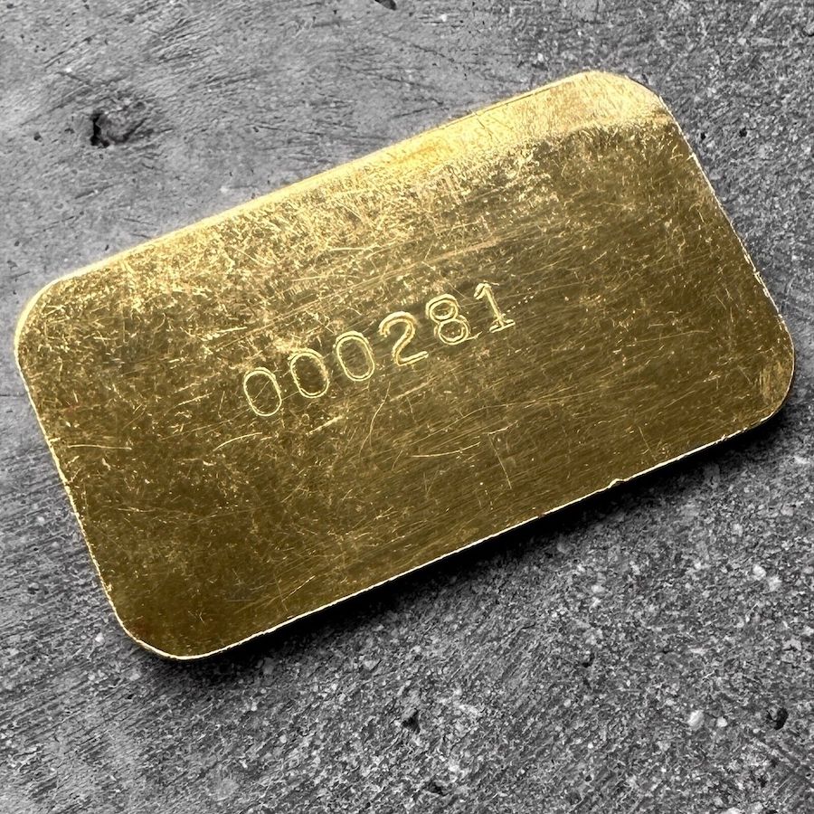 Vintage Johnson Matthey Mallory 2 oz Gold struck Bar .9999 2oz