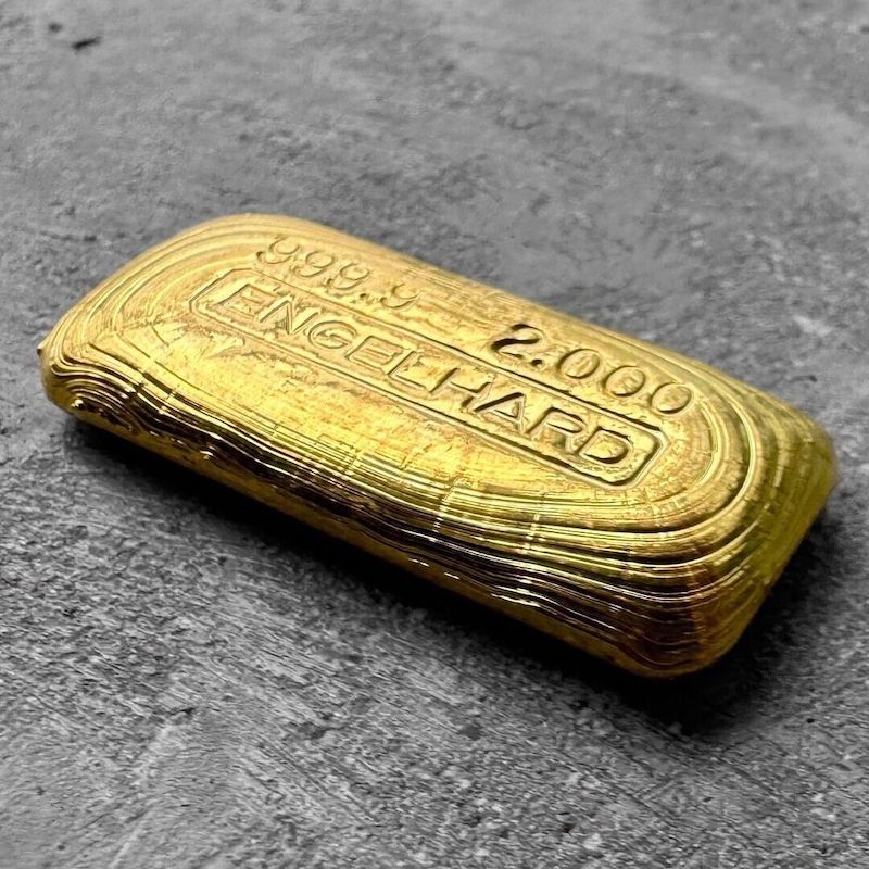 Vintage Engelhard 2 oz Gold Poured Bar .9999 2oz – Incredible pour lines