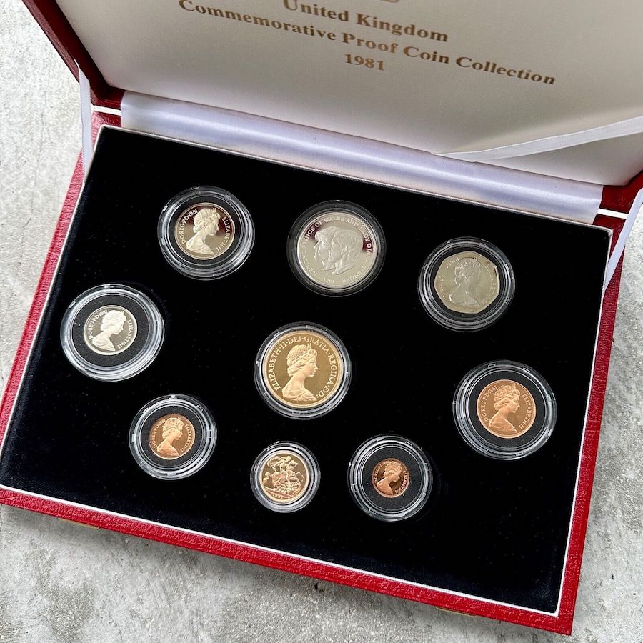 1981 United Kingdom Proof Gold set 11 coin set with COA