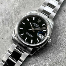 Load image into Gallery viewer, 2016 Rolex Oyster Perpetual Date 34mm Black Dial Stainless 115200 Box + Papers
