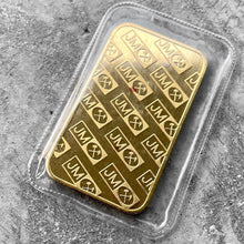 Load image into Gallery viewer, Johnson Matthey 2 oz Gold stuck Bar .9999 2oz Logo Back – Attractive and Sealed!
