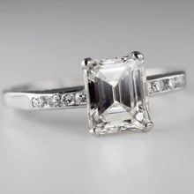 Load image into Gallery viewer, 1.71 ct Natural Emerald Cut Diamond Solitaire Engagement Ring Platinum VS2 H
