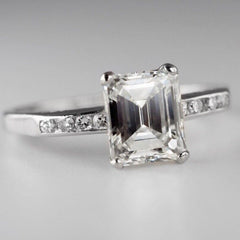 1.71 ct Natural Emerald Cut Diamond Solitaire Engagement Ring Platinum VS2 H