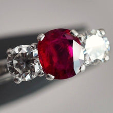 Load image into Gallery viewer, Vintage 10% Iridium Platinum ring with 1.25 ct natural Ruby + 1.11 ctw diamonds - $15385 Appraisal
