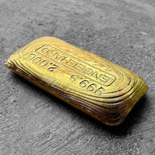 Load image into Gallery viewer, Vintage Engelhard 2 oz Gold Poured Bar .9999 2oz – Incredible pour lines
