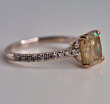 Load image into Gallery viewer, Vintage solid platinum 2.63 carat natural cushion-cut champagne diamond ring

