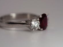 Load image into Gallery viewer, Vintage 10% Iridium Platinum ring with 1.25 ct natural Ruby + 1.11 ctw diamonds - $15385 Appraisal
