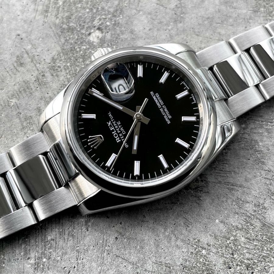 2016 Rolex Oyster Perpetual Date 34mm Black Dial Stainless 115200 Box + Papers