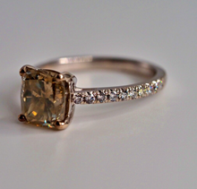 Load image into Gallery viewer, Vintage solid platinum 2.63 carat natural cushion-cut champagne diamond ring
