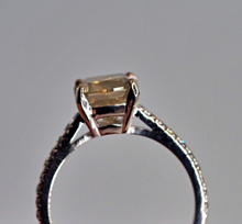 Load image into Gallery viewer, Vintage solid platinum 2.63 carat natural cushion-cut champagne diamond ring
