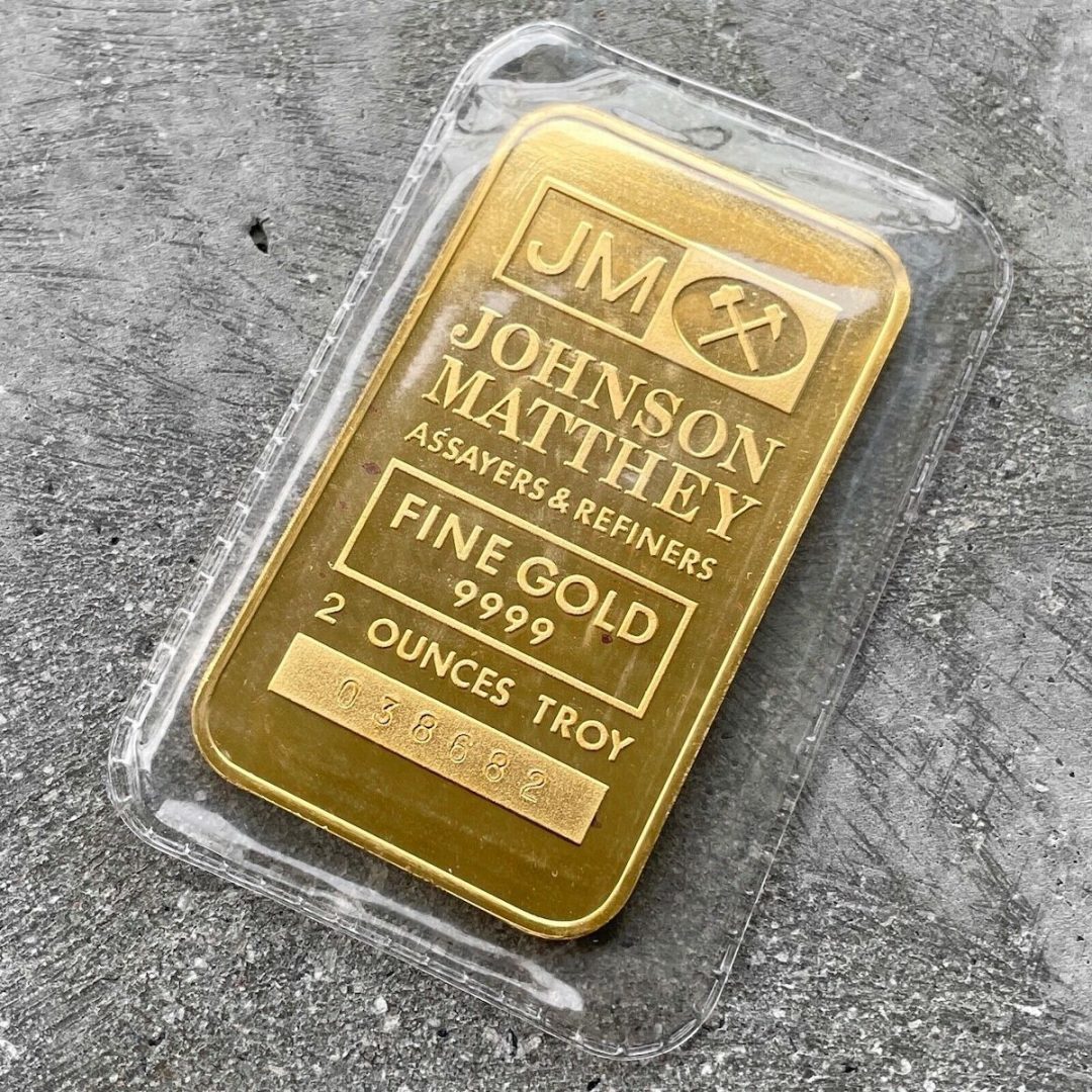Johnson Matthey 2 oz Gold Bar Struck .9999 - Sealed - JM Logo Back