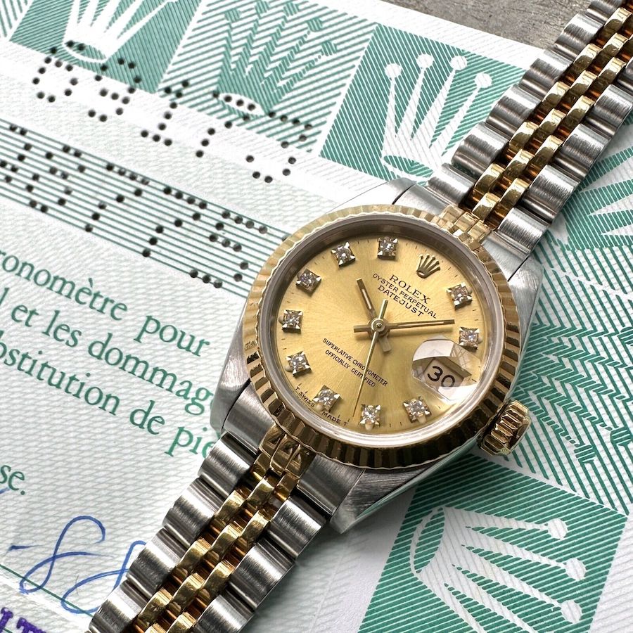 1987 Rolex 69173 Two Tone Datejust Jubilee - Box Papers - Original Diamond Dial