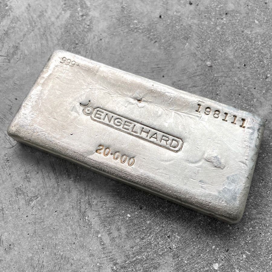 Engelhard 20 oz .999 Silver Poured 20oz Bar - Attractive