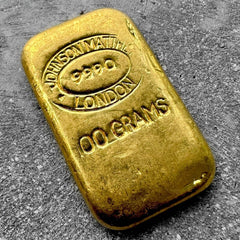 Vintage Johnson Matthey London Gold Poured Bar .9999 – 100 Gram