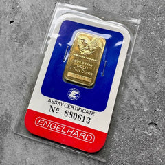 Vintage Engelhard Eagle 1 oz Gold Bar .9999 1oz - Sealed in Assay Card