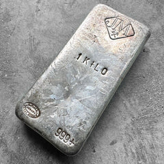Johnson Matthey 1 Kilo .999 Silver Poured Bar 32.15 oz - Linden Frost