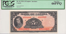 Load image into Gallery viewer, 1935 Canada English $5 Specimen BC-5S PCGS Gem New 66PPQ
