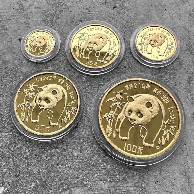 1986 Gold Panda 5 Coin Set 1.90 oz - Proof
