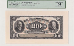 1931 The Dominion Bank $100 Canada 220-24-14P Legacy Very Choice New 64