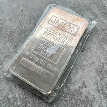 Load image into Gallery viewer, Vintage Johnson Matthey 10 oz .999 Silver bar - Plain Back - Sealed
