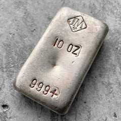 Vintage 10 oz .999 Silver Johnson Matthey Poured bar - Attractive Condition