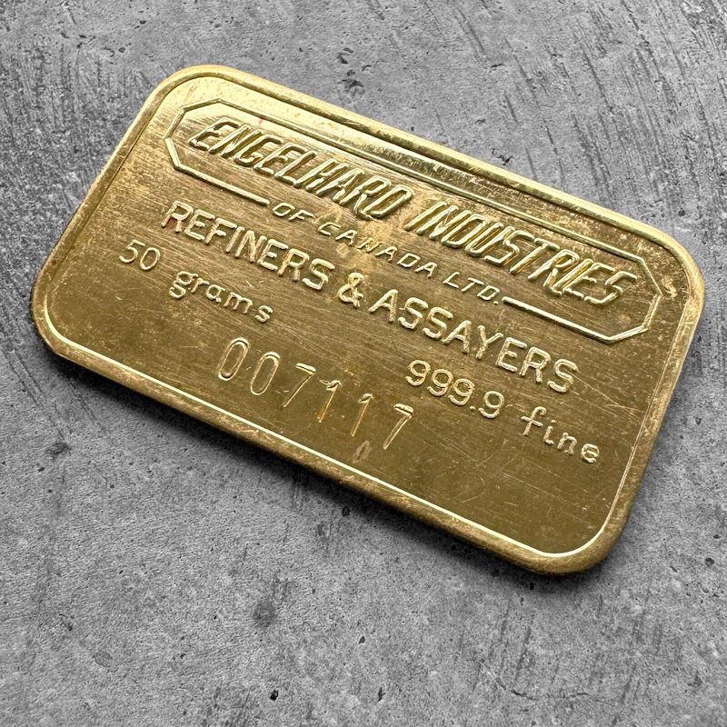 Engelhard Industries of Canada 50 Gram Gold Bar Struck .9999+
