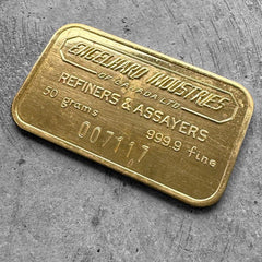 Engelhard Industries of Canada 50 Gram Gold Bar Struck .9999+