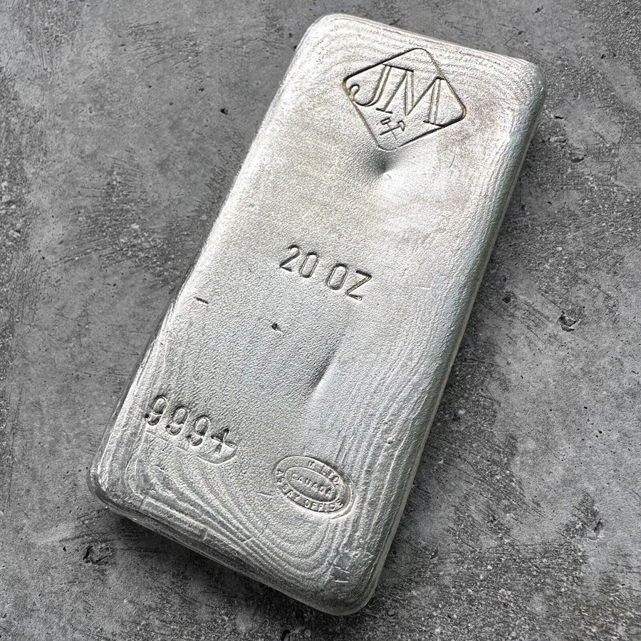Vintage 20 oz .999 Silver Johnson Matthey Poured bar - Stunning pour lines