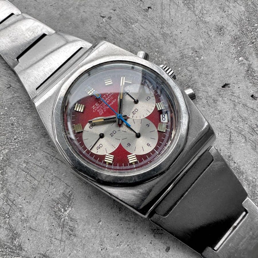 1960s Zenith El Primero Stainless Steel A781 - Incredible Red dial!