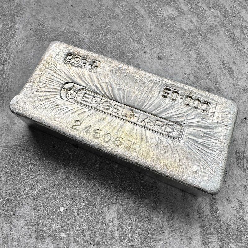 Vintage 50 oz .999 Silver Engelhard Poured bar - Stunning pour lines