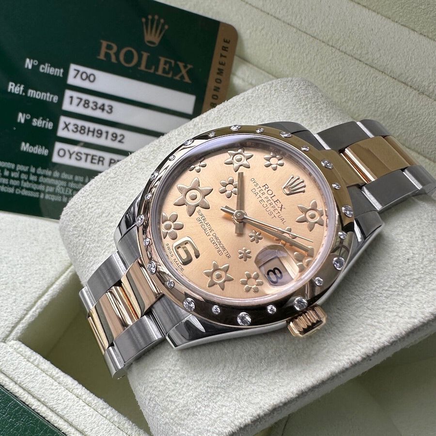 Ladies Rolex 178343 Datejust Diamond bezel flower dial - Box / Papers / Serviced