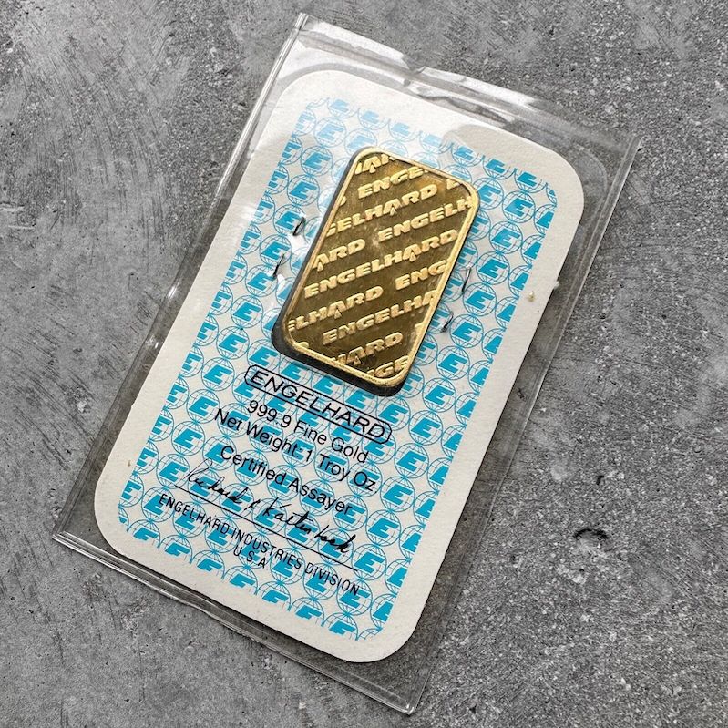 Vintage Engelhard Eagle 1 oz Gold Bar .9999 1oz - Sealed in Assay Card