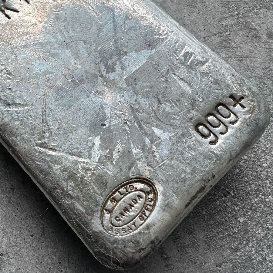 Johnson Matthey 1 Kilo .999 Silver Poured Bar 32.15 oz - Linden Frost