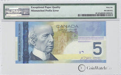 2006 Bank of Canada $5 BC-67a PMG Gem 66PPQ - Mismatched Prefix Error