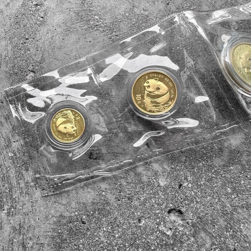1987 Gold Panda 5 Coin Set 1.90 oz - Sealed