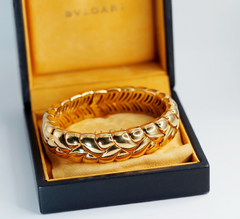 Vintage Bvlgari solid 18K gold heavy braided bracelet, 107.2 grams